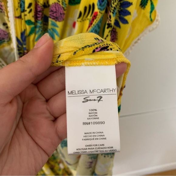 Mellisa McCarthy X Seven7 Yellow Tropical Floral Swimsuit Coverup Size 3X - Picture 10 of 13